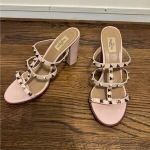 Designer Inspired Studded Heeled Sandal in Neutral - Size 40